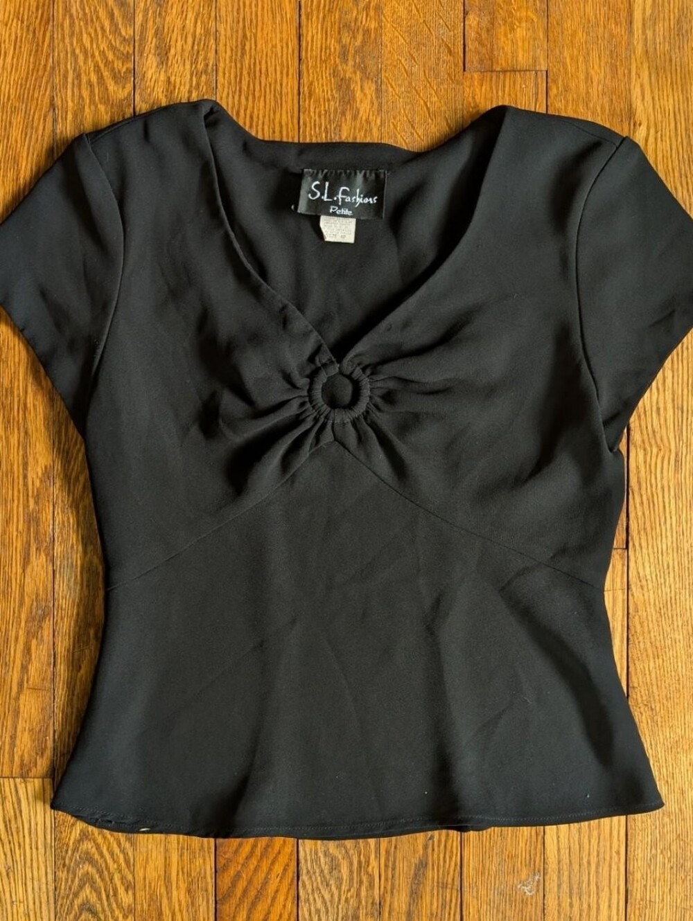 Vintage 90's Black Short Sleeve O-Ring Blouse